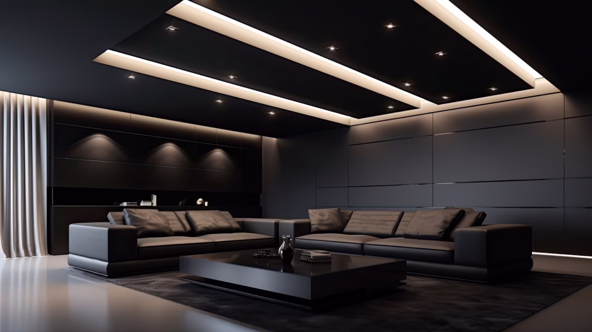 Czarny sufit w salonie – odważny trend dla nowoczesnych wnętrz